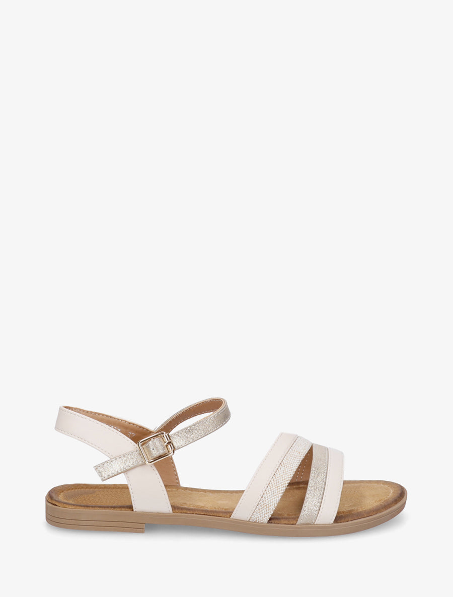 Nu-pieds à brides irisées et tweed - Beige - 1