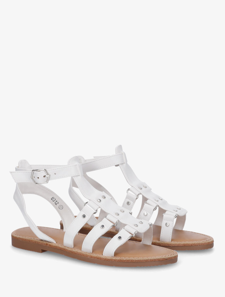 Nu-pieds cloutées style spartiate - Blanc - 4