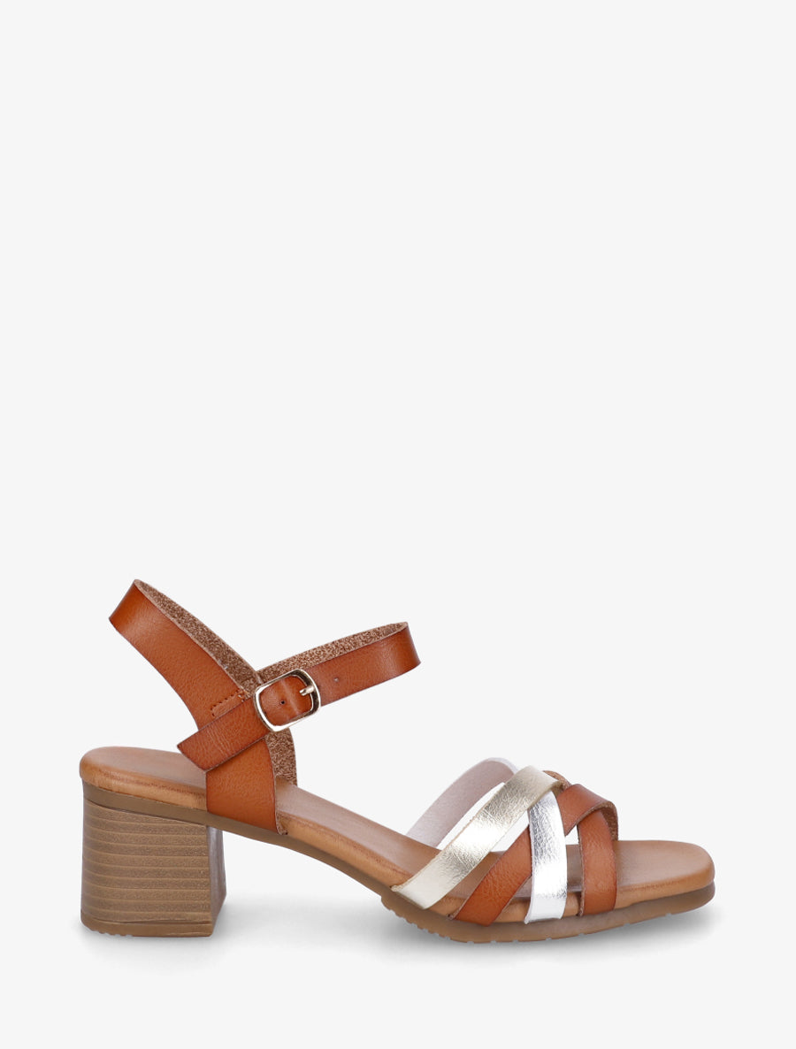 Sandales à brides entrelacées - Camel - 1