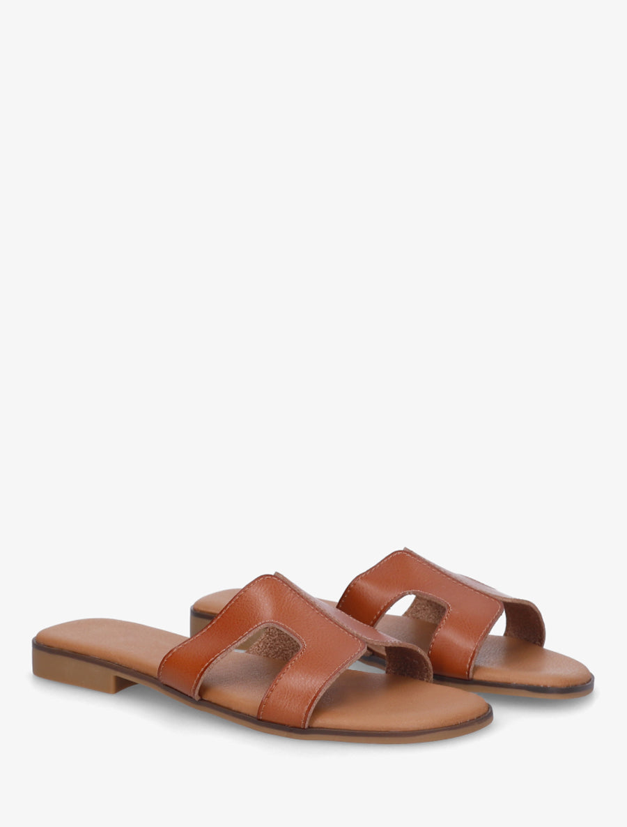 Claquettes ajourées en simili - Camel - 4
