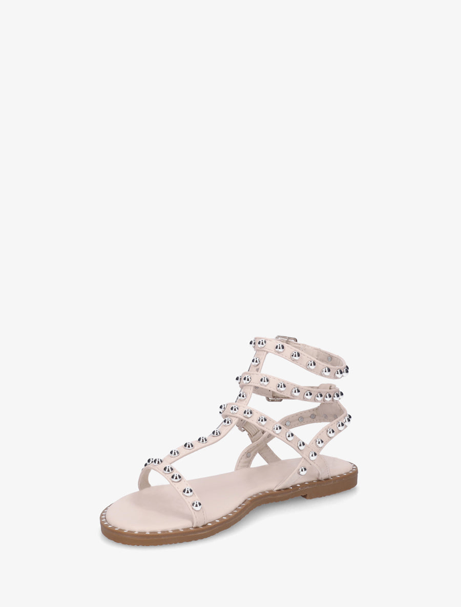 Sandales montantes style spartiate à clous - Beige - 3