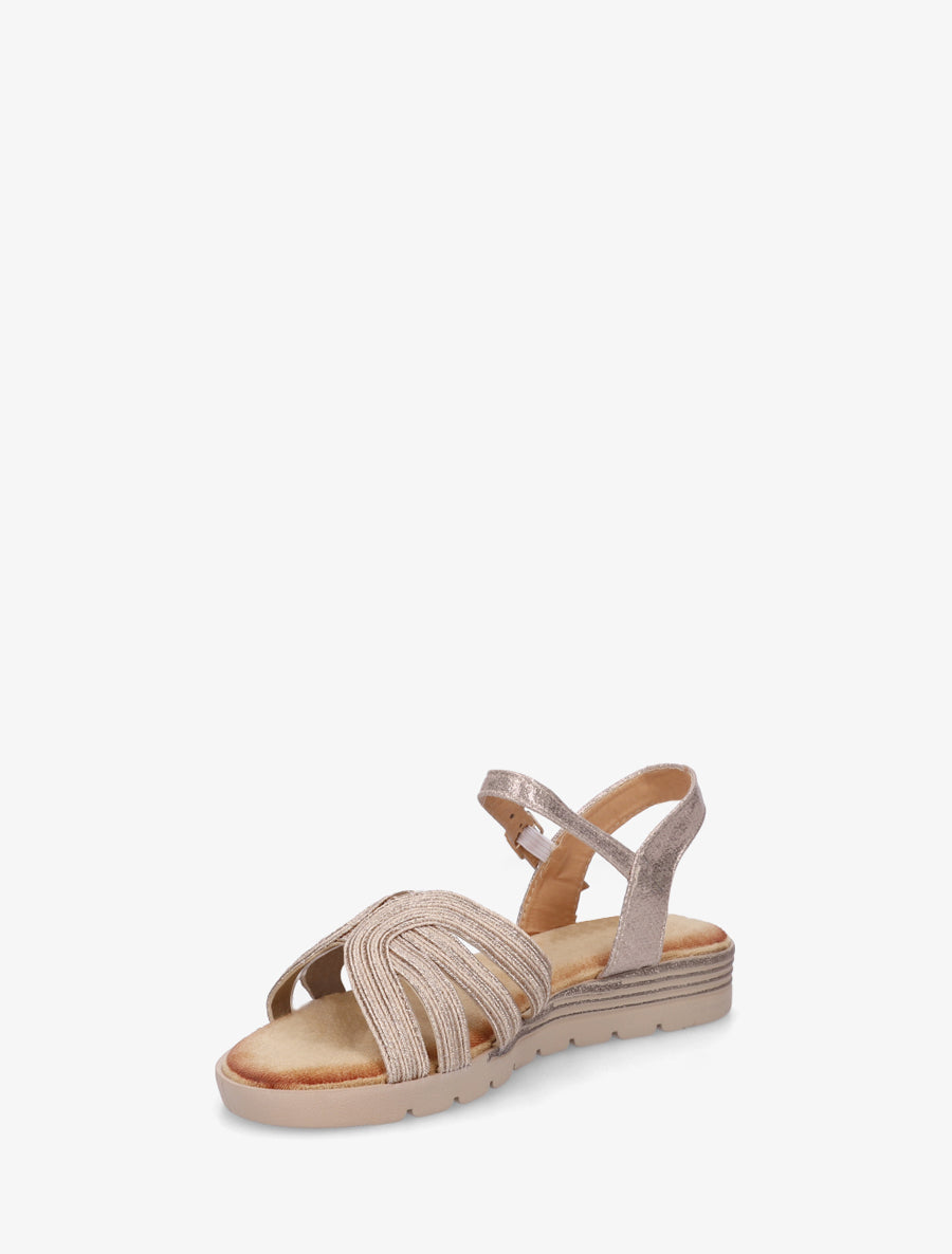 Sandales compensées à ganse texturée - Rose gold - 3