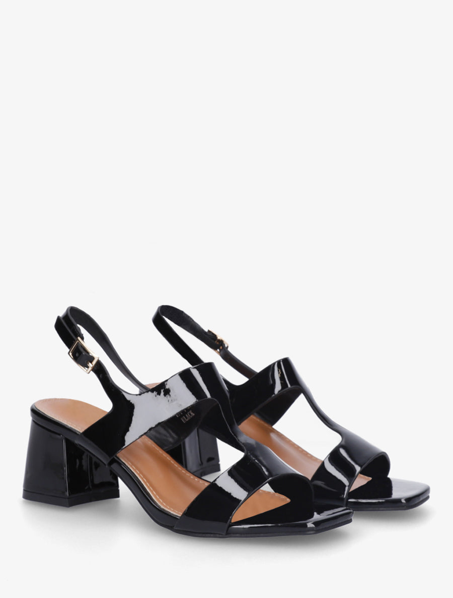 Sandales mi-hautes en simili vernis - Noir - 4
