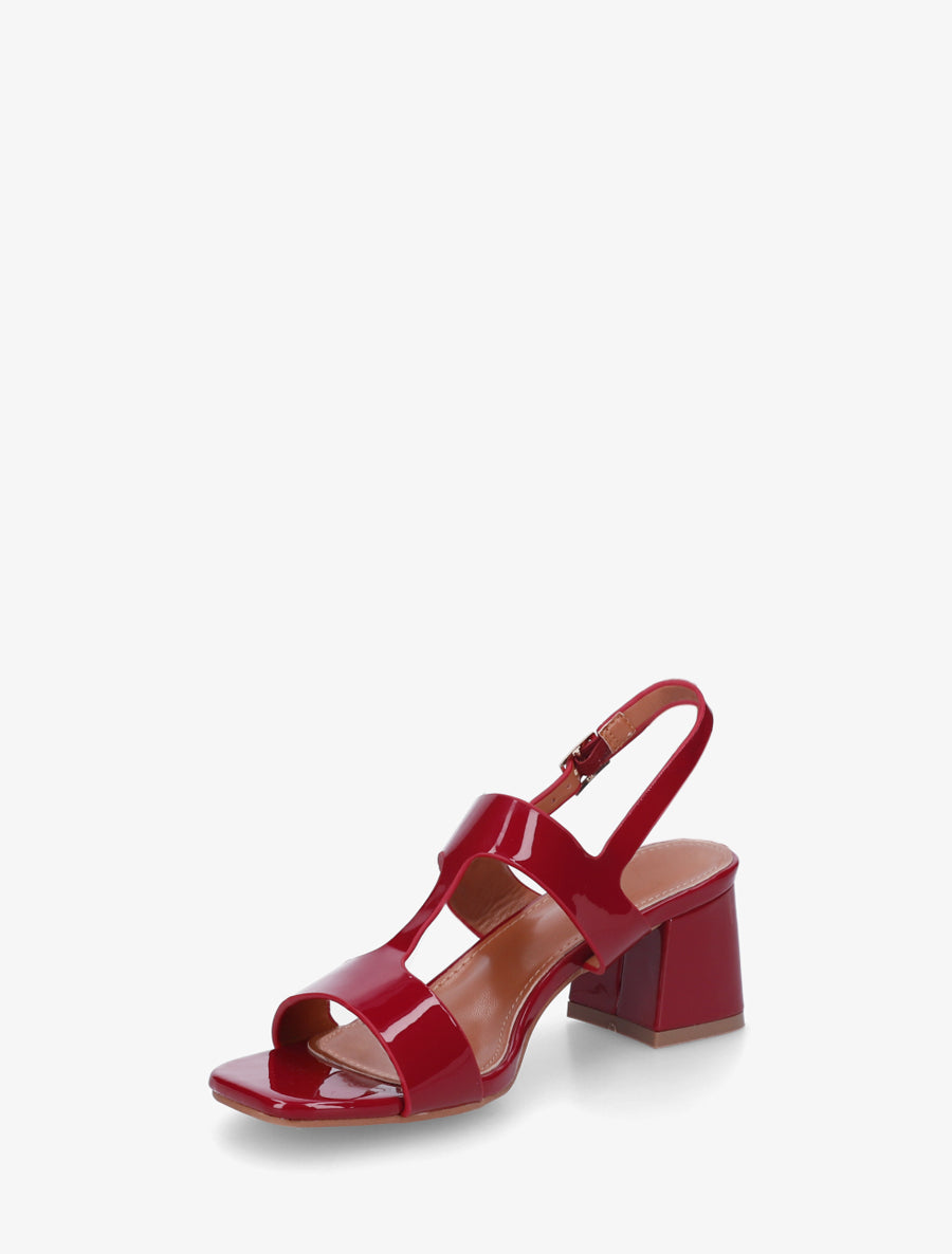 Sandales mi-hautes en simili vernis - Rouge - 3