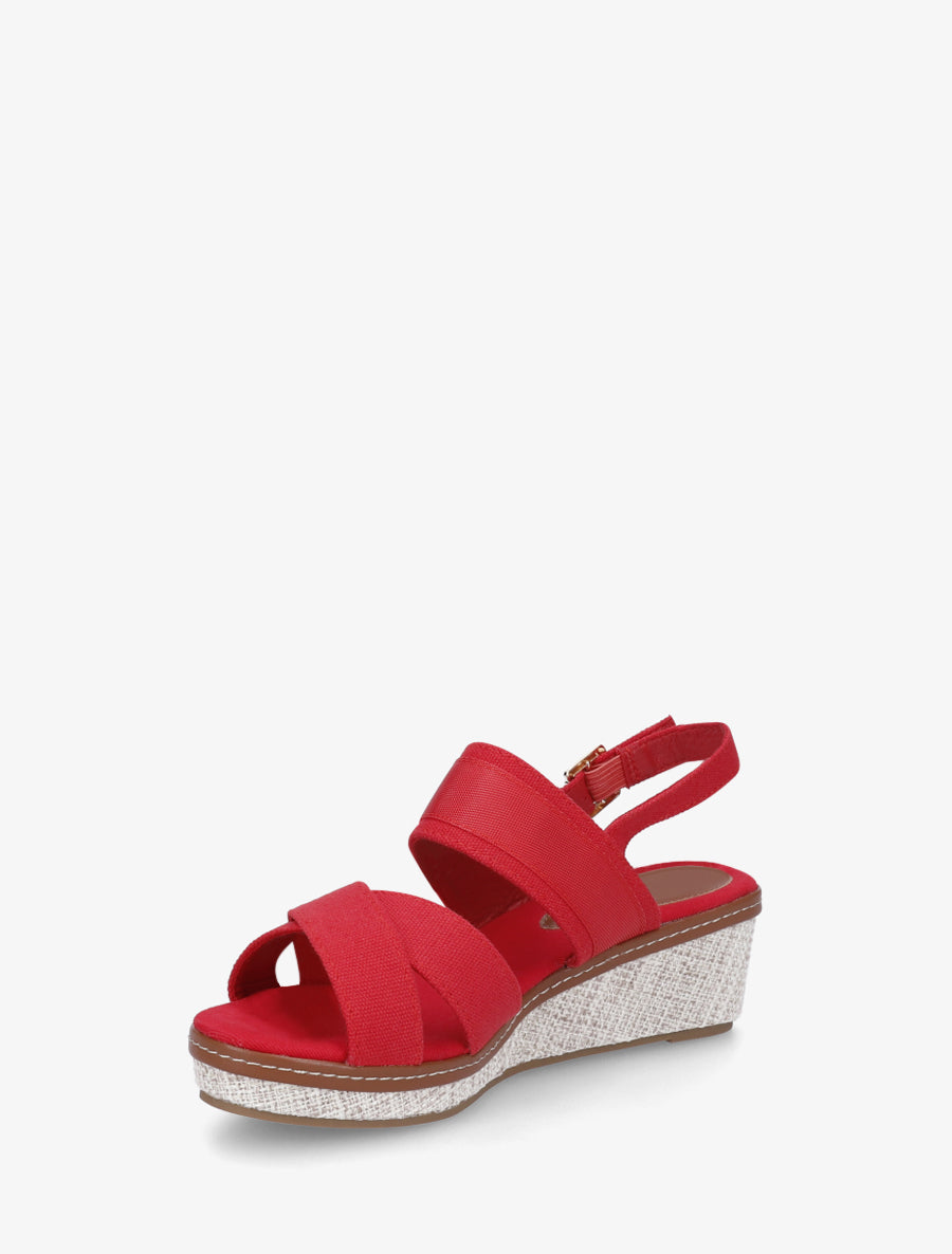 Sandales compensées à brides croisées - Rouge - 3