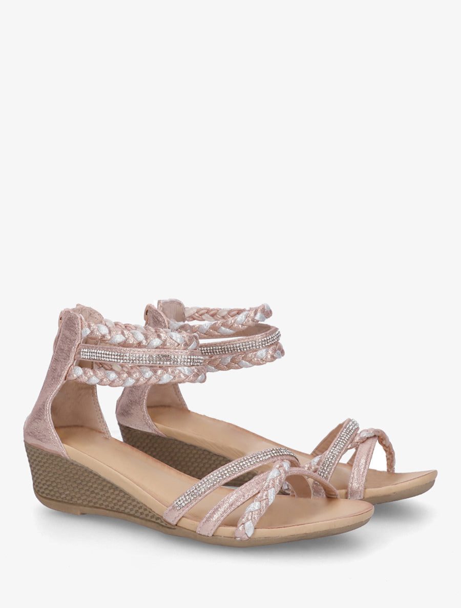 Sandales compensées à contrefort zippé - Rose gold - 4