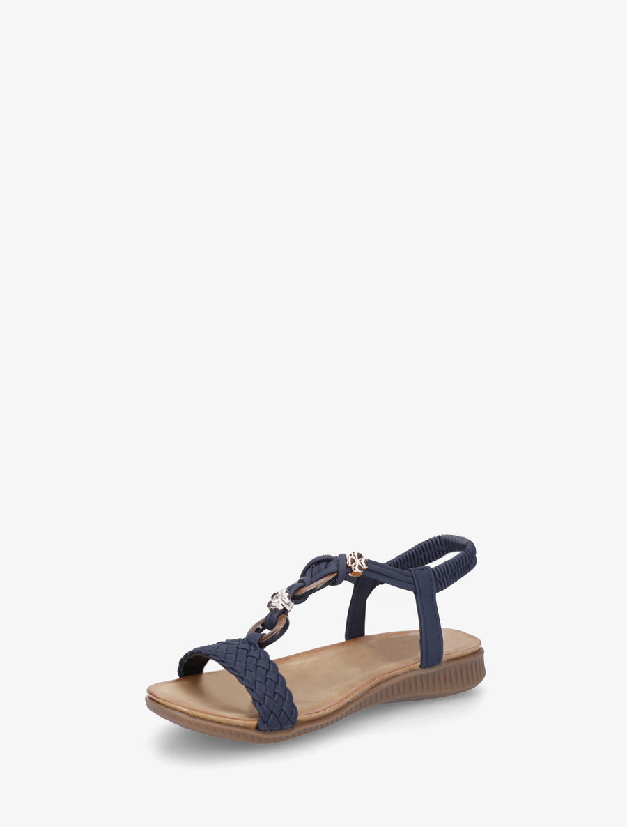 Nu-pieds à empiècement bijoux - Marine - 3