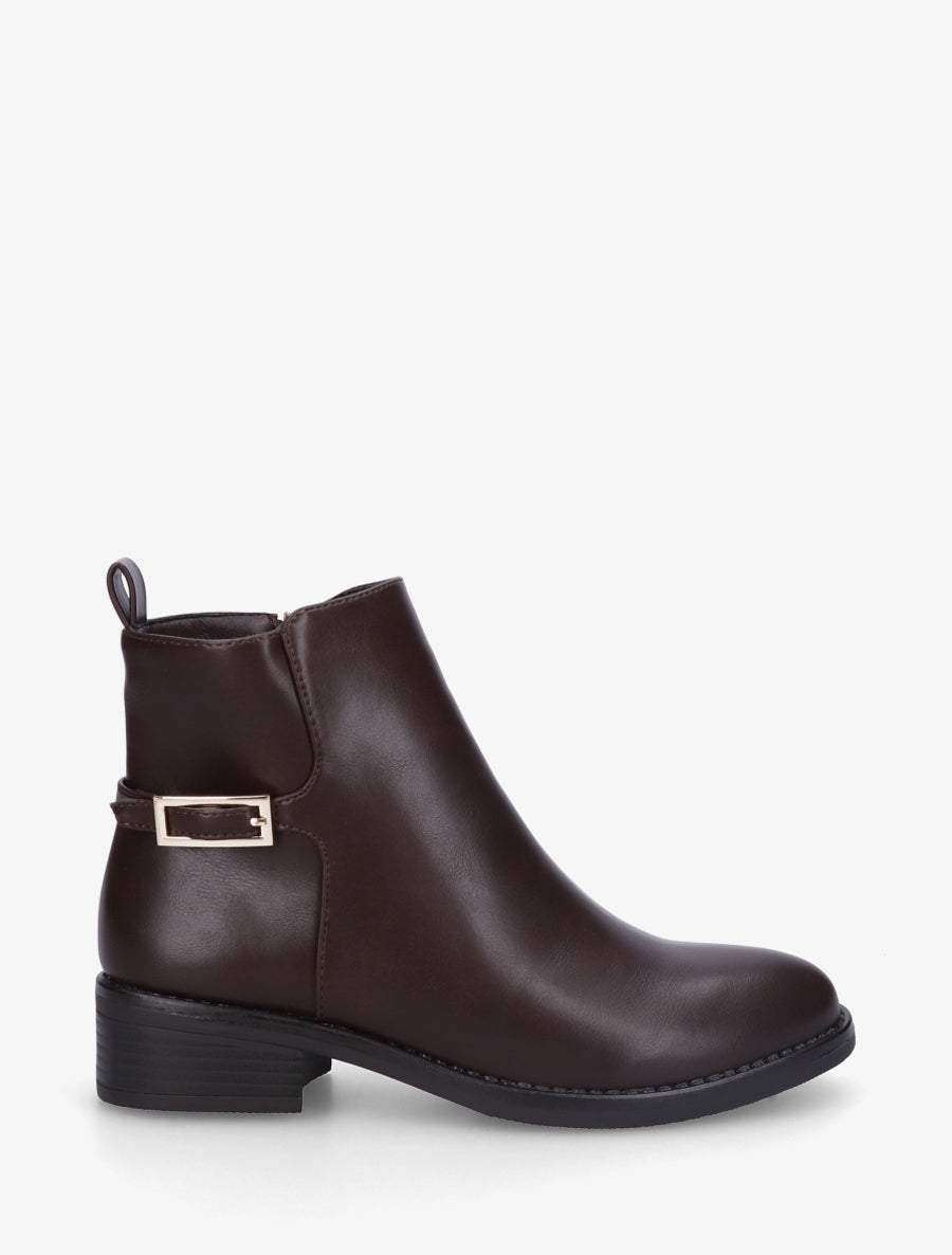 Bottines sanglées en simili - Marron - 1
