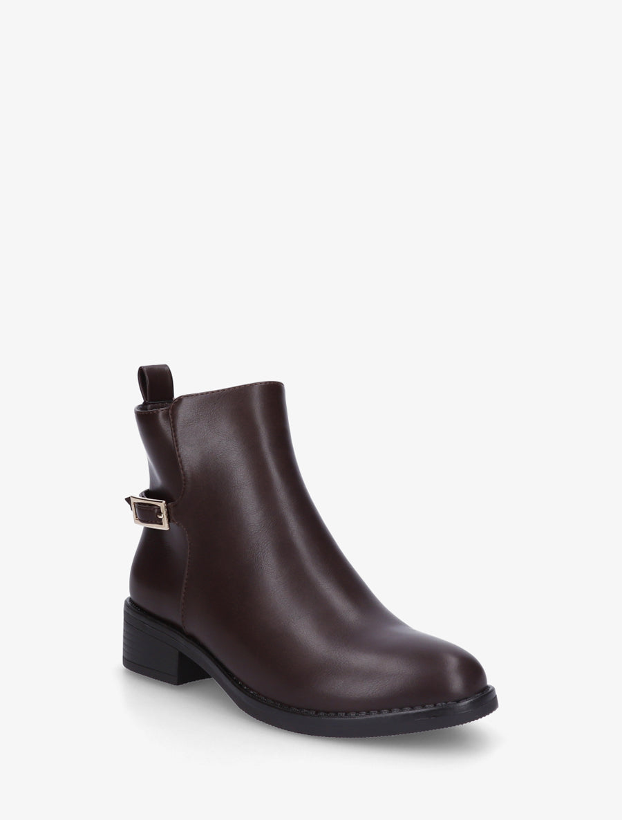 Bottines sanglées en simili - Marron - 2