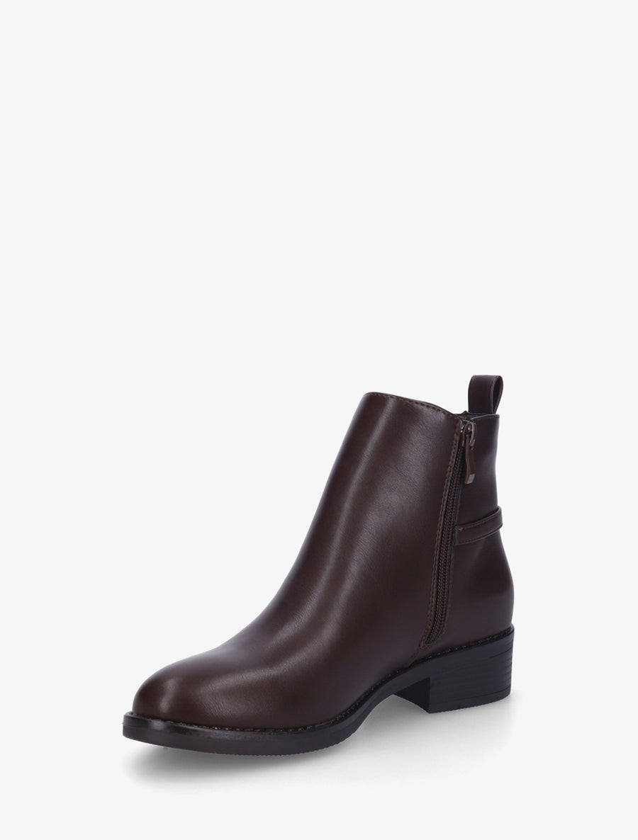 Bottines sanglées en simili - Marron - 3
