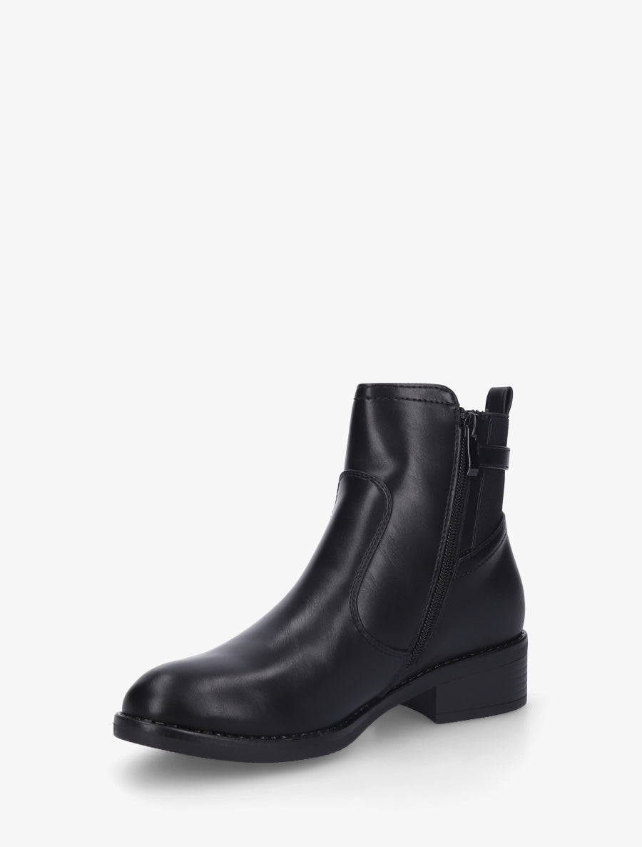 Bottines élastiquées en simili - Noir - 3