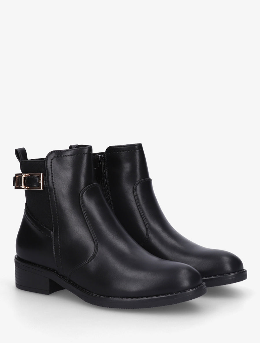 Bottines élastiquées en simili - Noir - 4