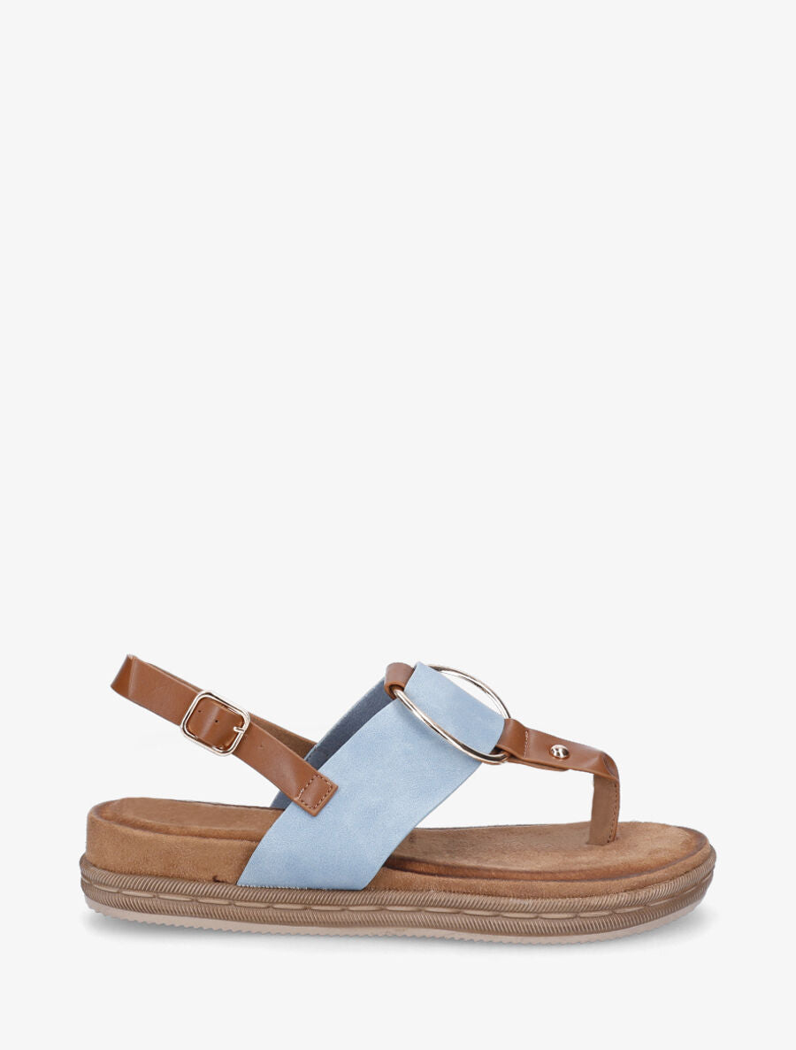 Nu-pieds en simili à anneau - Bleu clair - 5