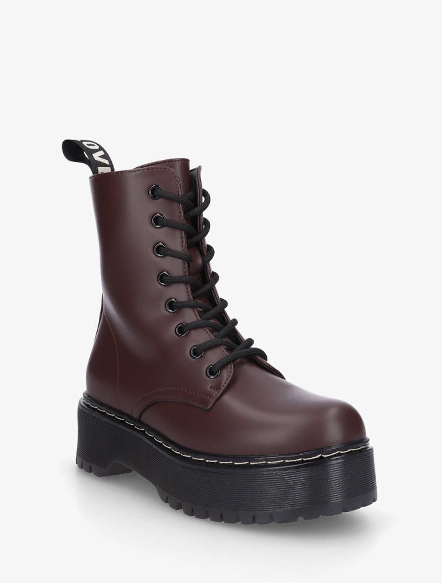 Boots style rangers en simili - Bordeaux - 2