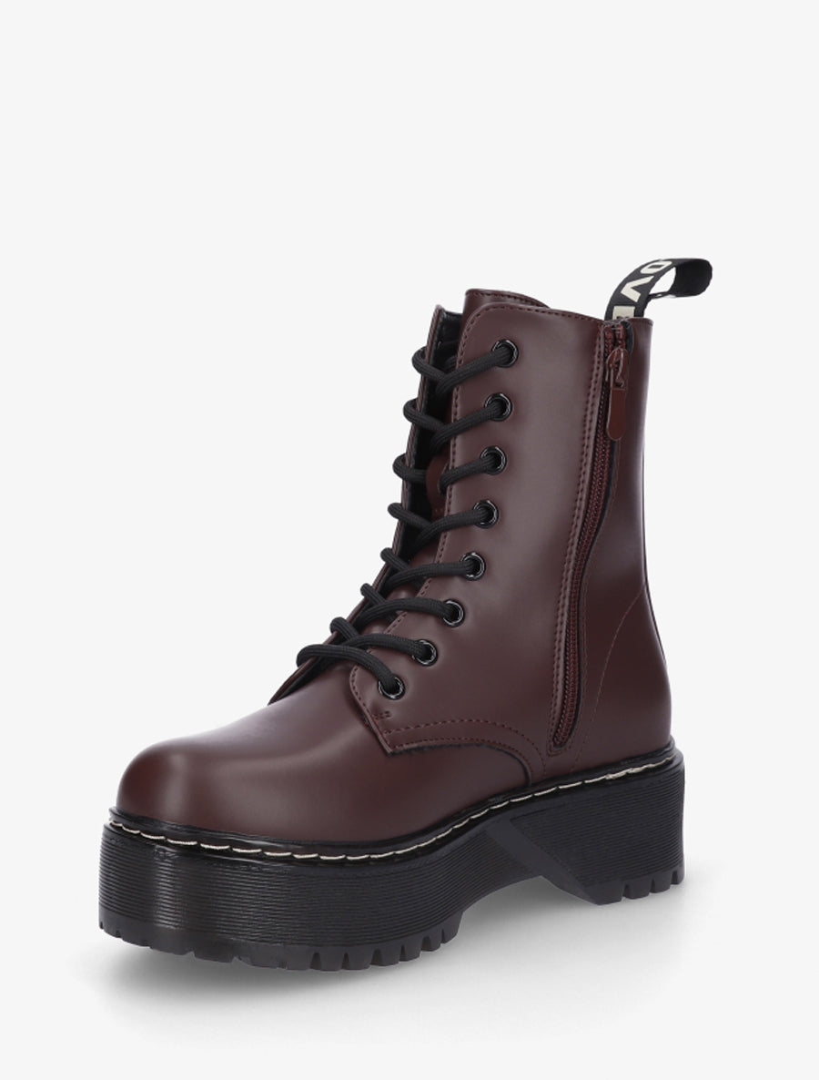 Boots style rangers en simili - Bordeaux - 3