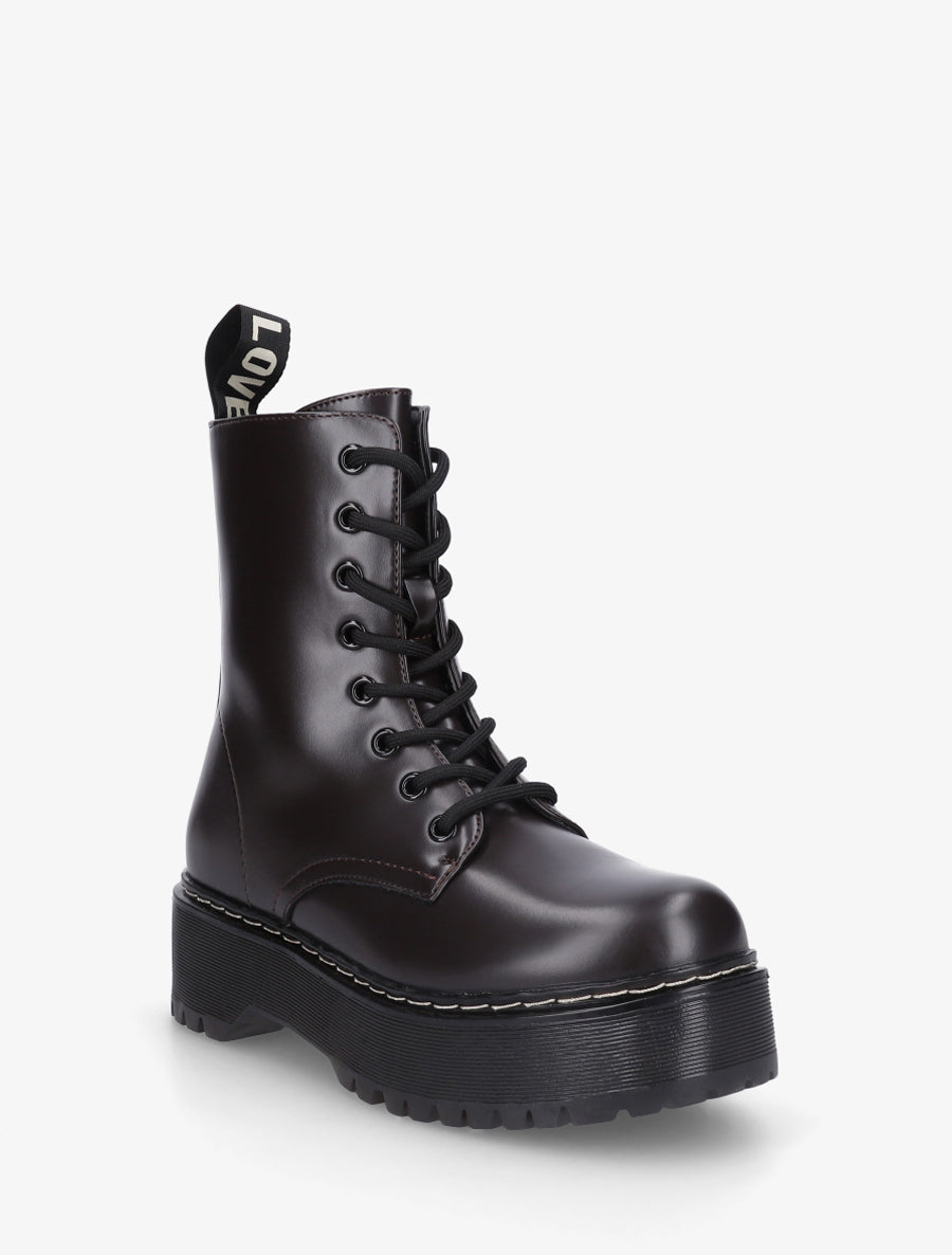 Boots style rangers en simili - Marron - 2