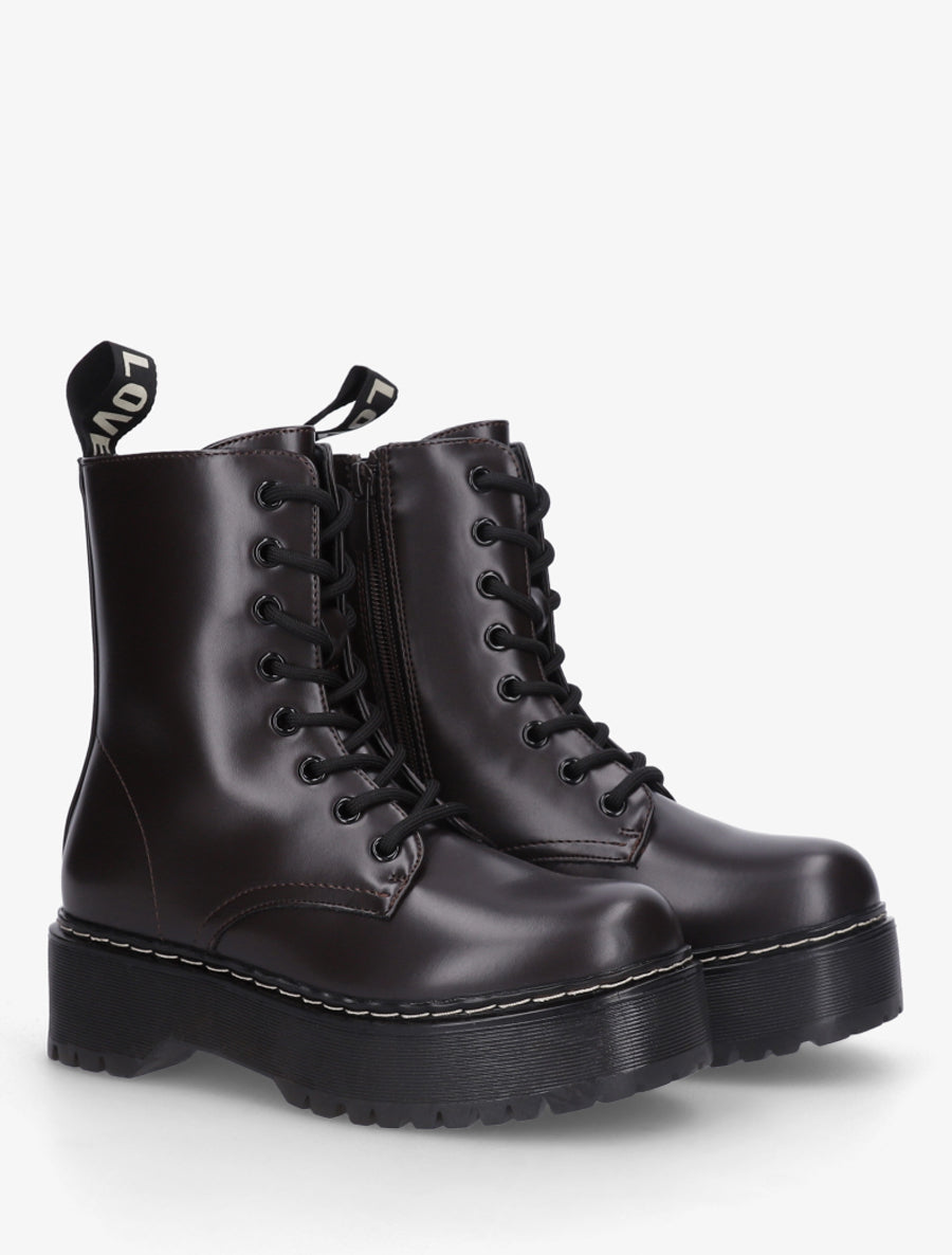 Boots style rangers en simili - Marron - 4