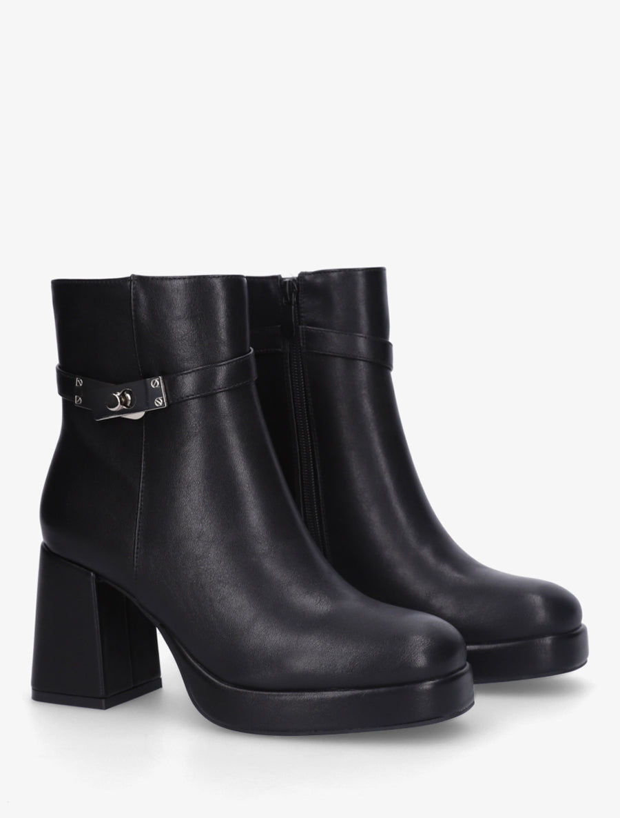 Bottines à plateforme et sangle - Noir - 4