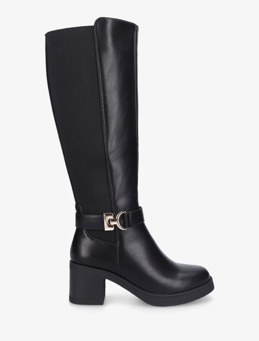 Bottes élastiquées à boucle - Noir - 1