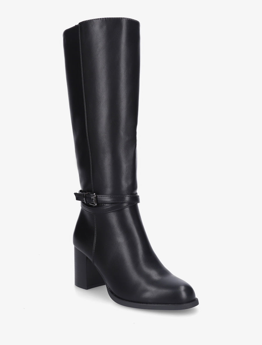 Bottes classqiues à talon en simili - Noir - 2