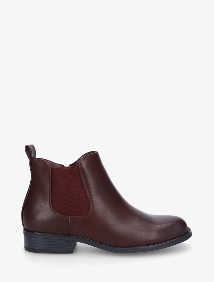 Bottines basiques en simili - Lie de vin - 1
