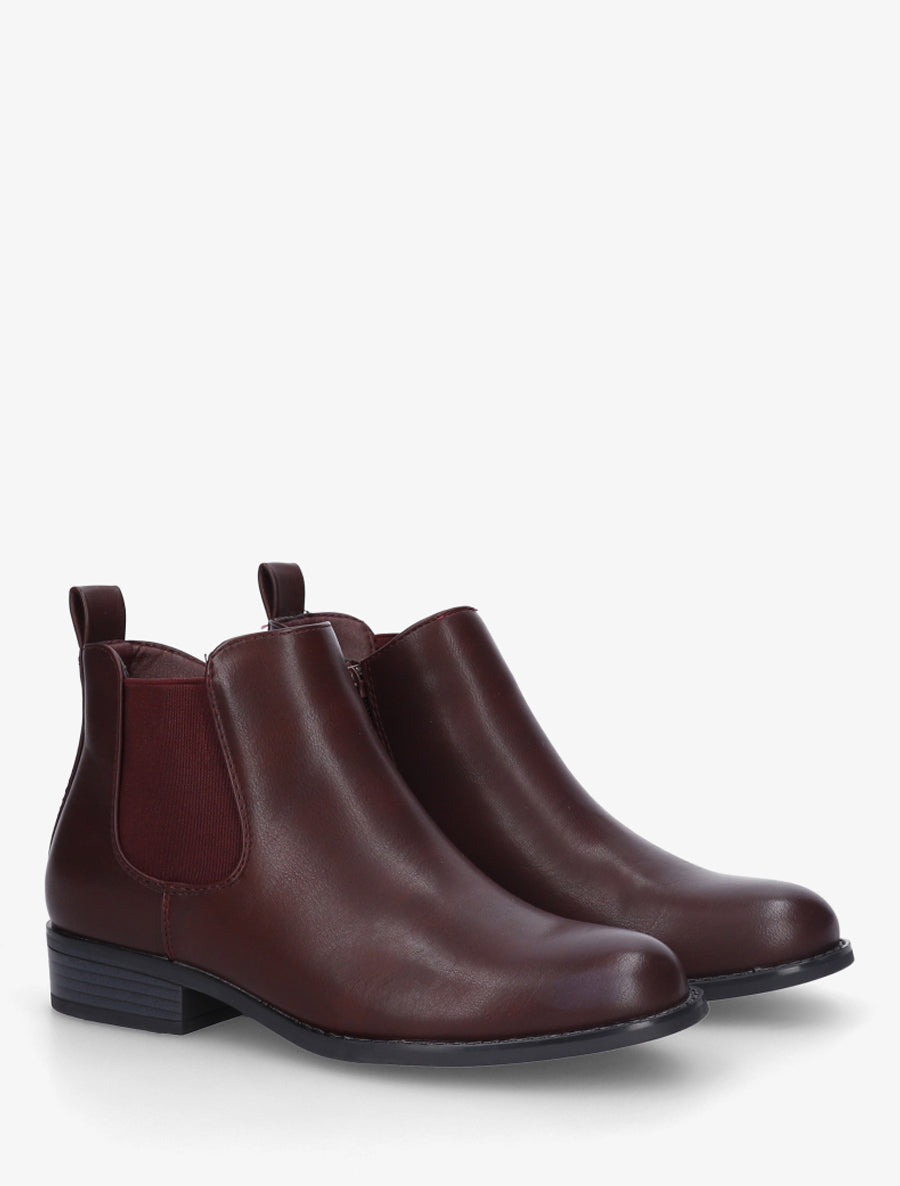 Bottines basiques en simili - Lie de vin - 4
