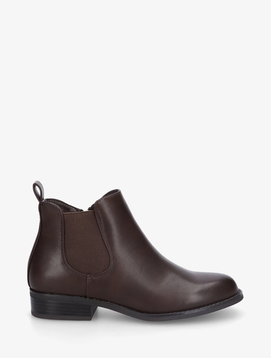 Bottines basiques en simili - Marron - 1