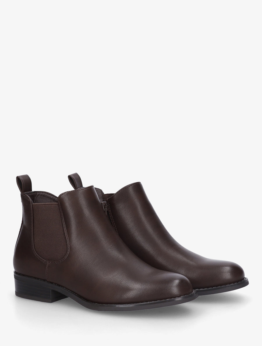 Bottines basiques en simili - Marron - 4