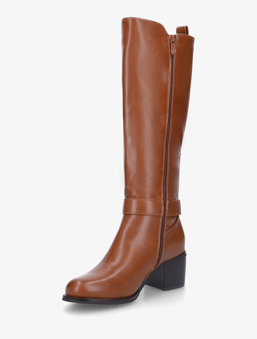Bottes cavalière élastiquées à boucle - Camel - 3