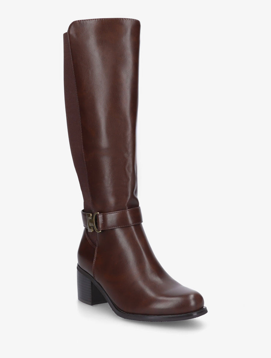 Bottes cavalière élastiquées à boucle - Marron - 2