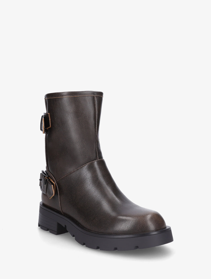 Boots montantes style motard - Brun - 2