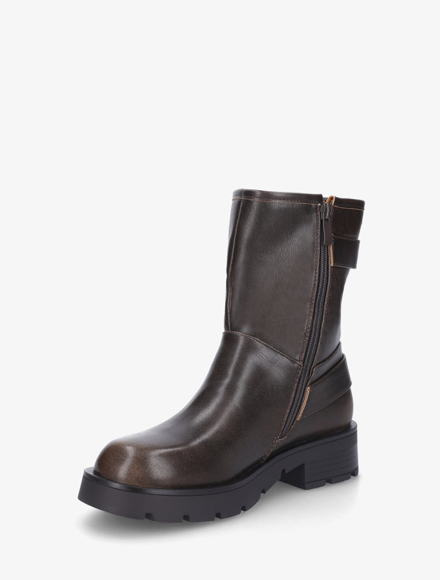 Boots montantes style motard - Brun - 3