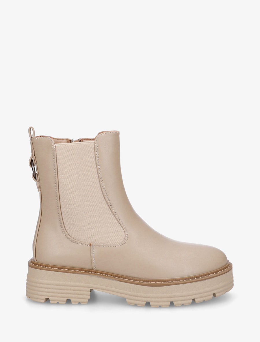 Boots élastiquées en simili - Taupe clair - 1