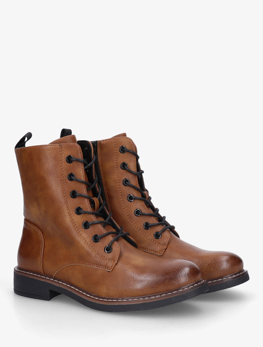 Bottines montantes à lacets - Camel - 4