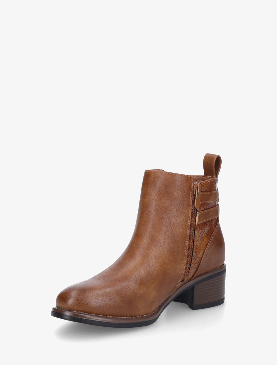 Bottines effet croco et boucles - Camel - 3