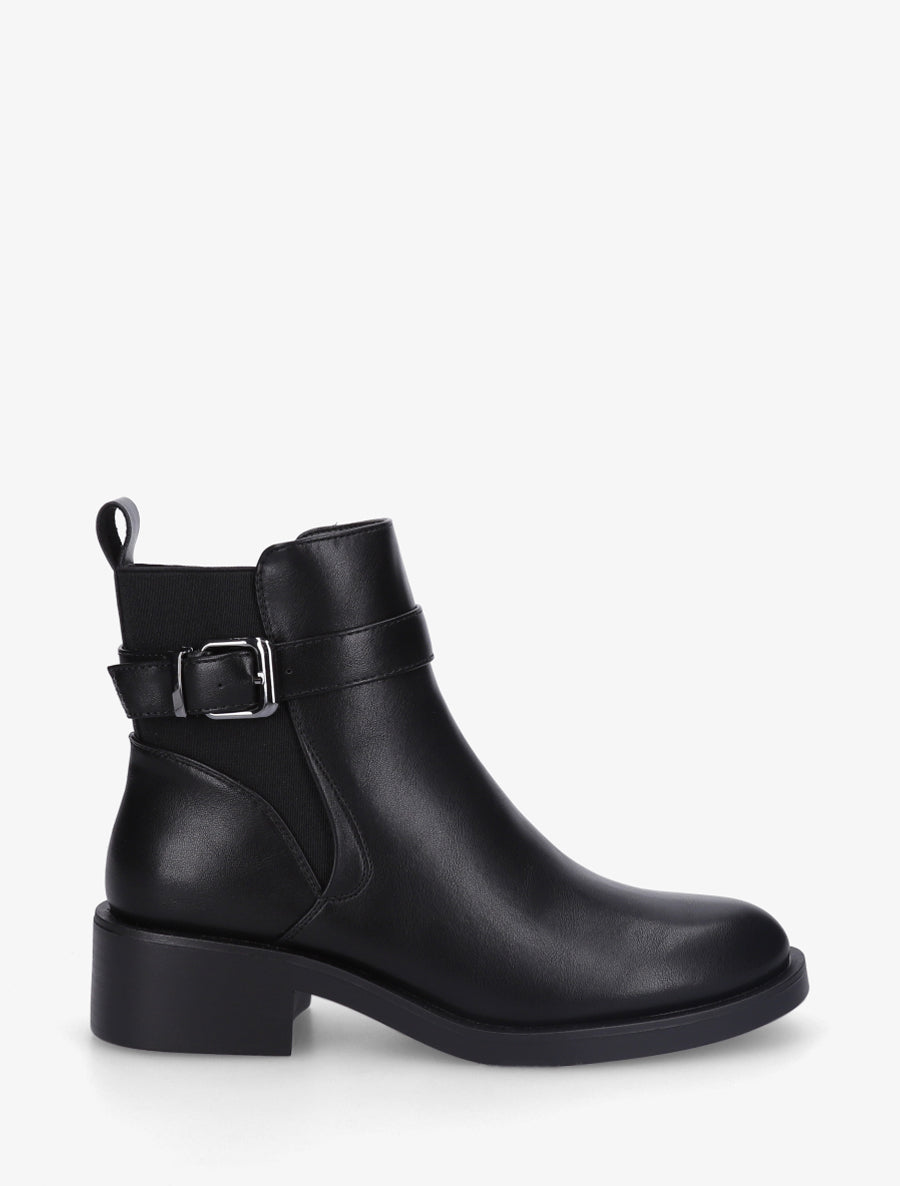 Bottines plates en simili - Noir - 1