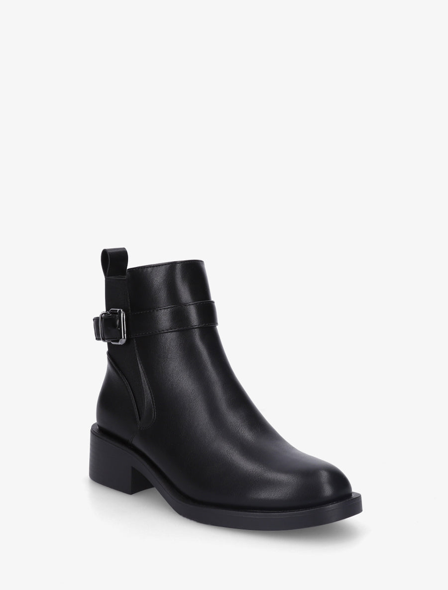 Bottines plates en simili - Noir - 2