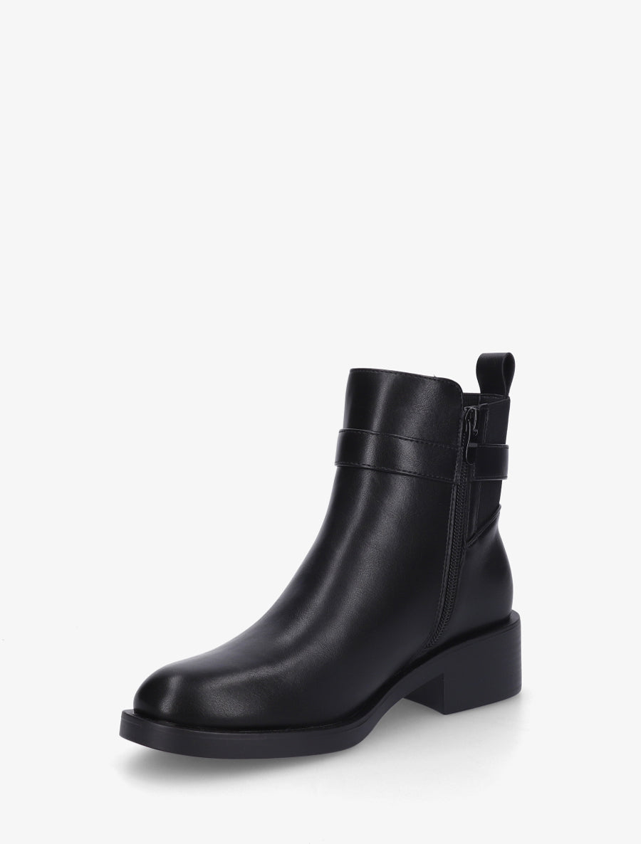 Bottines plates en simili - Noir - 3