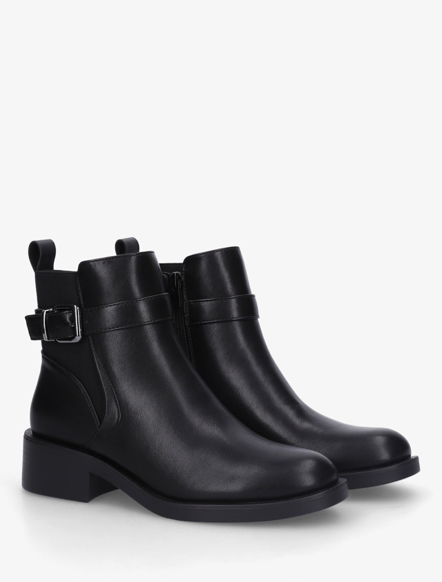 Bottines plates en simili - Noir - 4