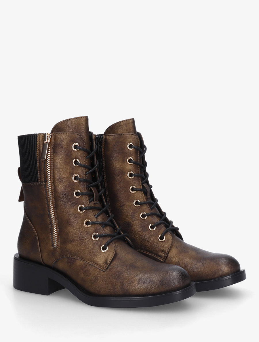 Boots montantes à lacets - Marron - 4