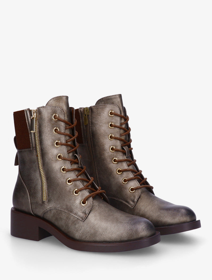 Boots montantes à lacets - Bronze - 4