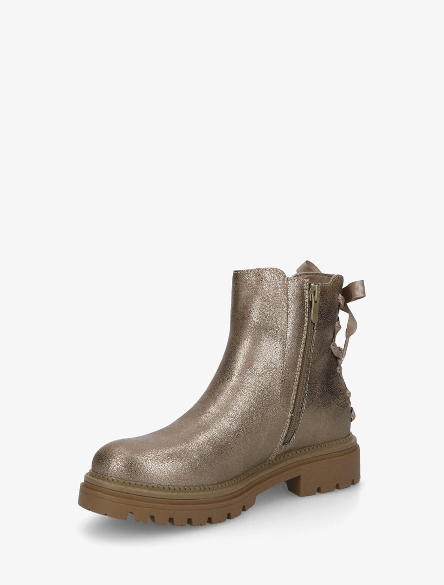 Bottines nacrées à noeud - Taupe - 3