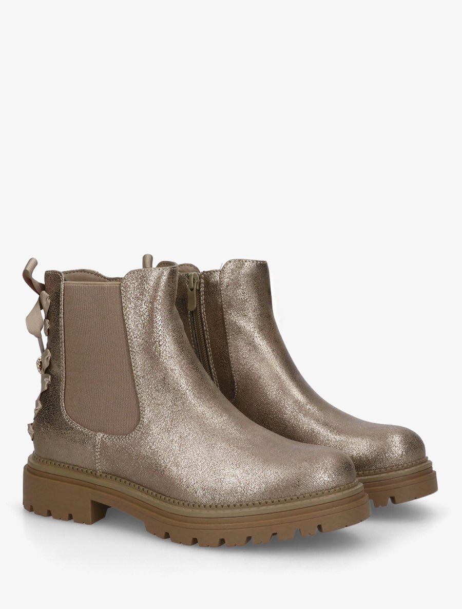 Bottines nacrées à noeud - Taupe - 4