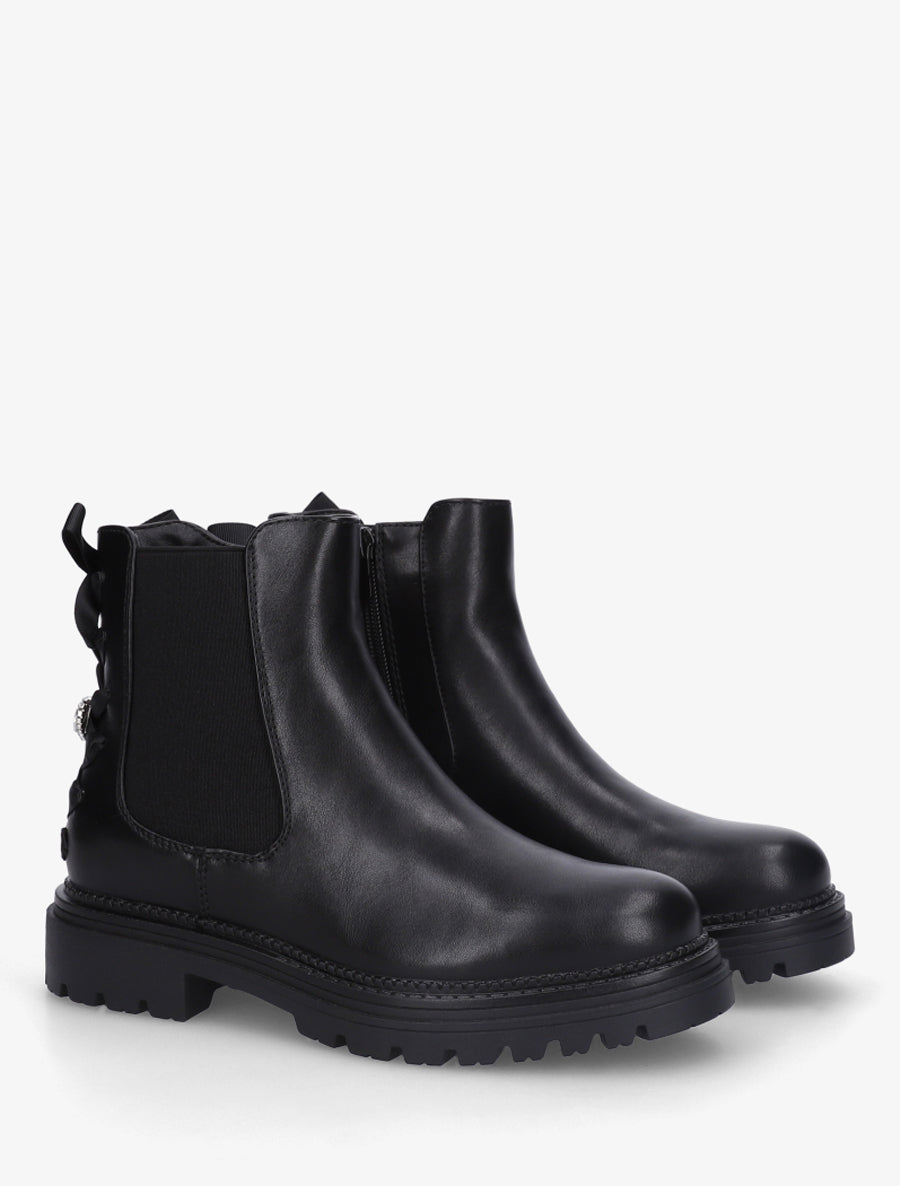 Bottines en simili à noeud - Noir - 4