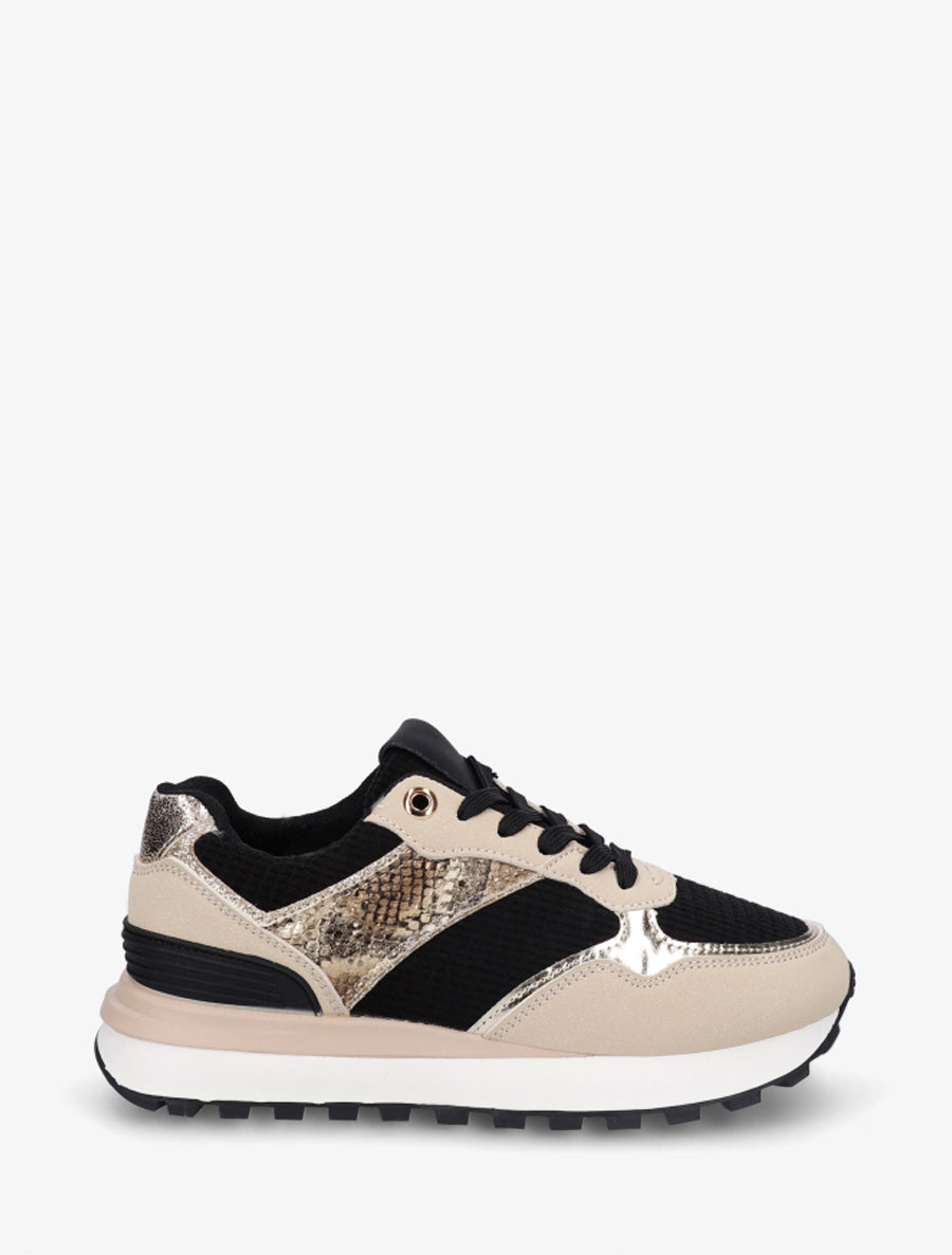 Baskets bimatière à semelle crantée - Noir - 1