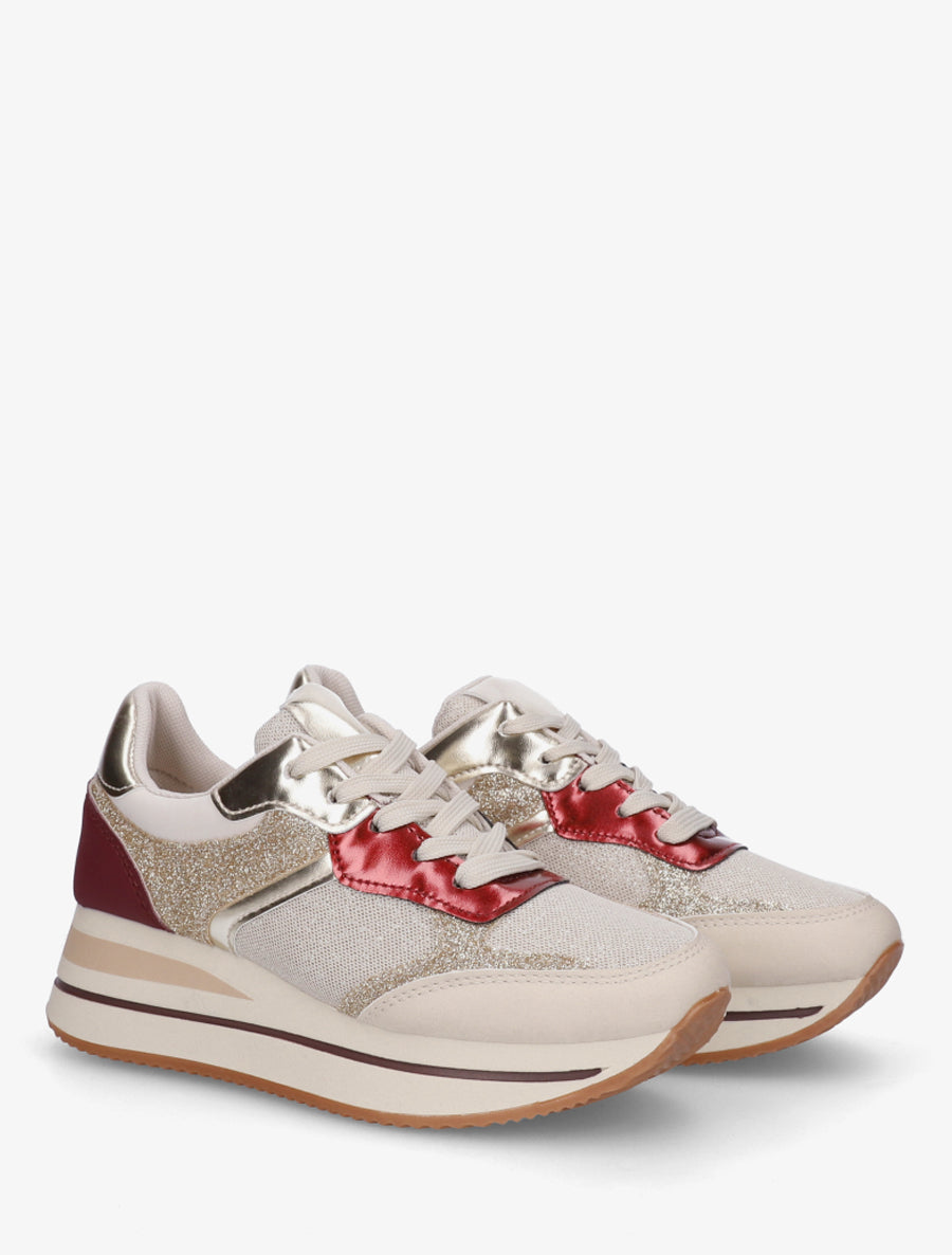 Baskets pailletées à plateforme - Rouge - 4