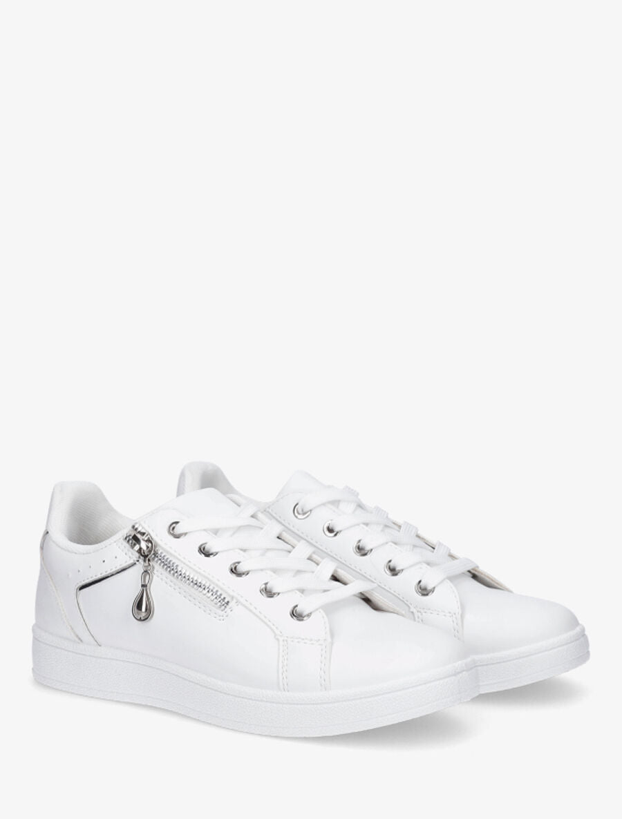 Baskets à zip en simili - Blanc - 4