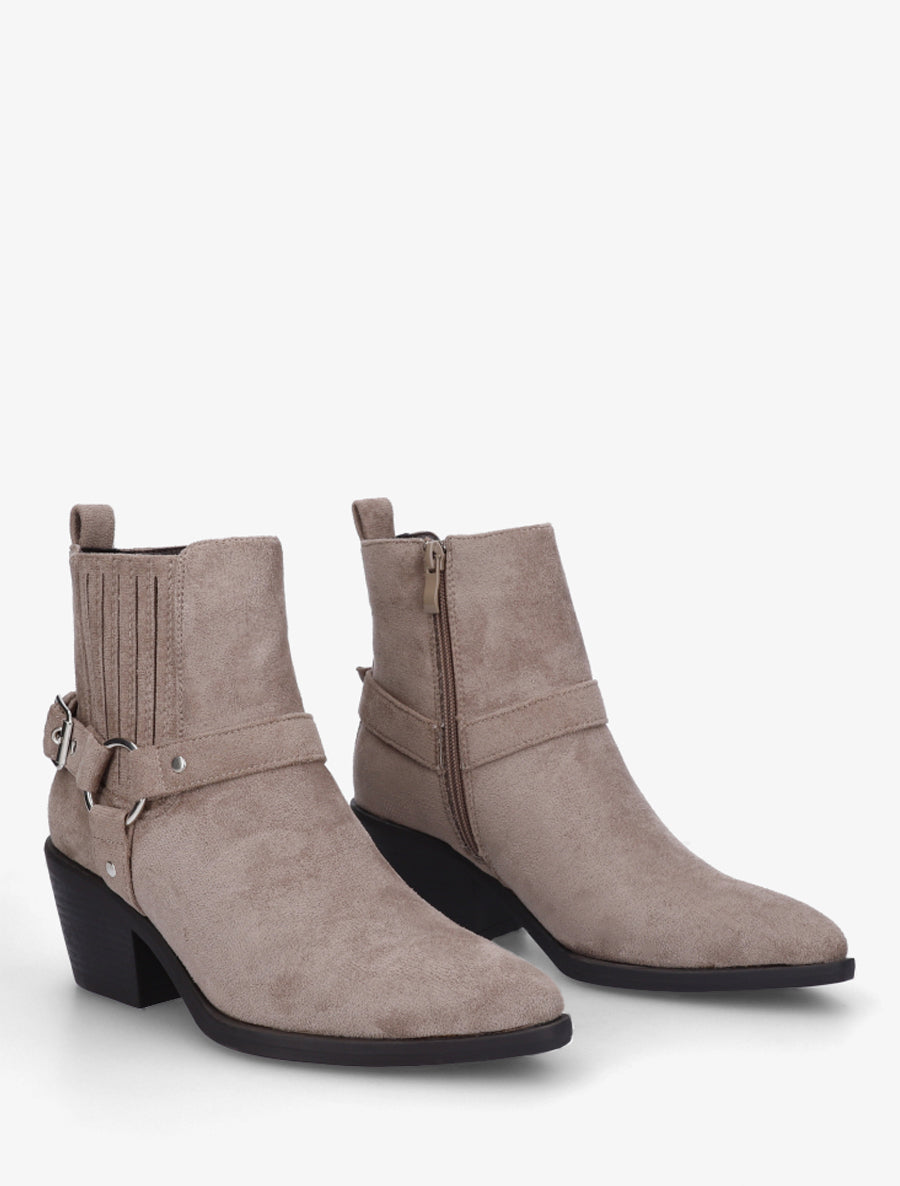 Bottines en suédine style chelsea - Taupe - 4