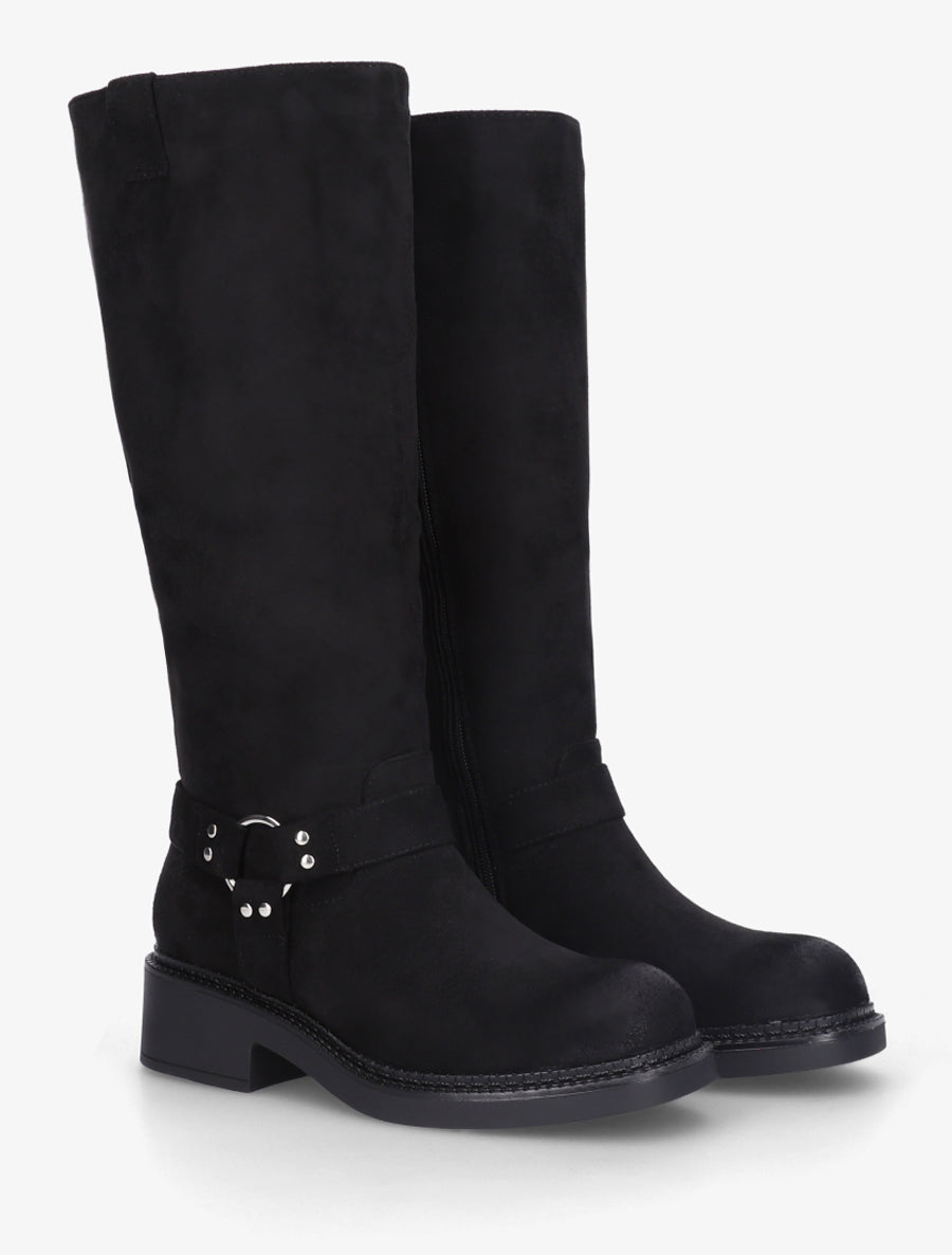 Bottes en suédine à boucle - Noir - 4