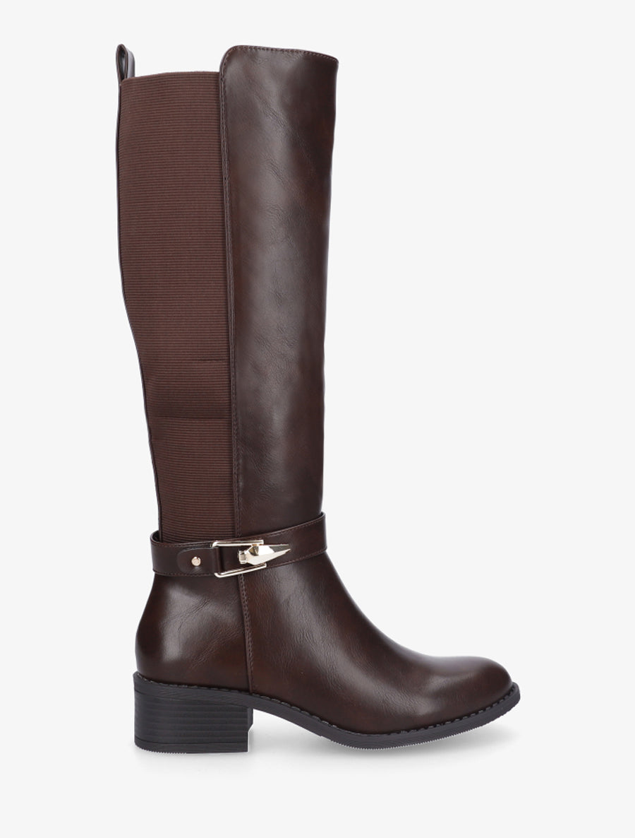 Bottes élastiquées à empiècement métallique - Marron - 1